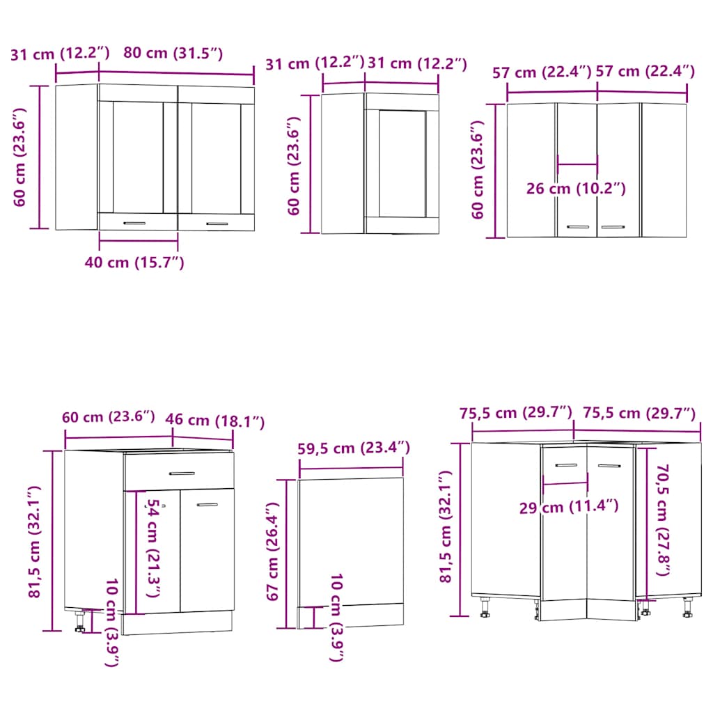 Set Di Mobili Da Cucina 11 Pz Rovere Artigianale Truciolato