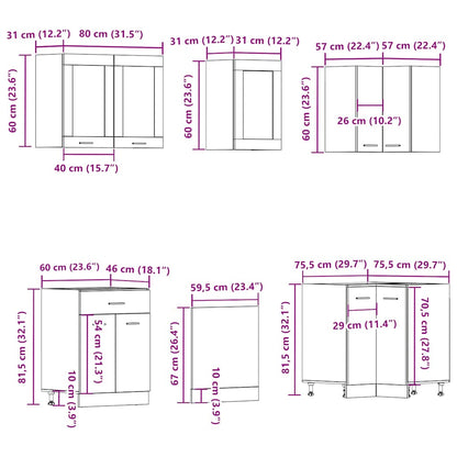 Set Di Mobili Da Cucina 11 Pz Rovere Artigianale Truciolato