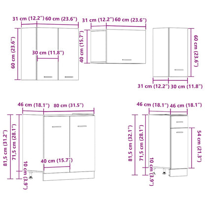 Set Di Mobili Da Cucina 11 Pz Rovere Artigianale Truciolato