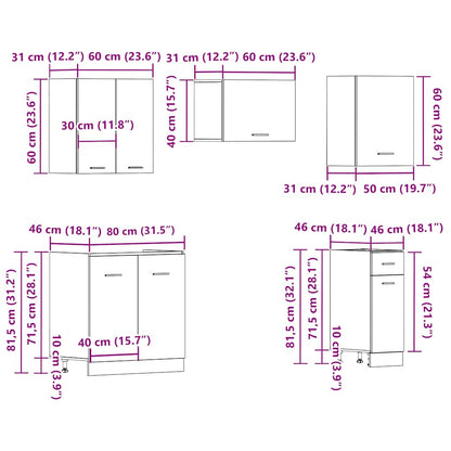 Set Di Mobili Da Cucina 11 Pz In Truciolato