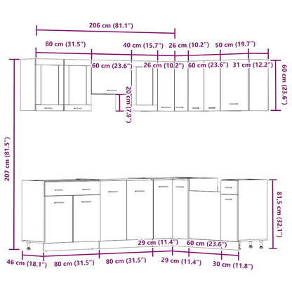 Set Di Mobili Da Cucina 11 Pz In Truciolato