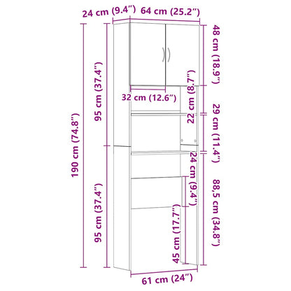 Mobile Lavatrice 64X24X190 Cm Legno Multistrato