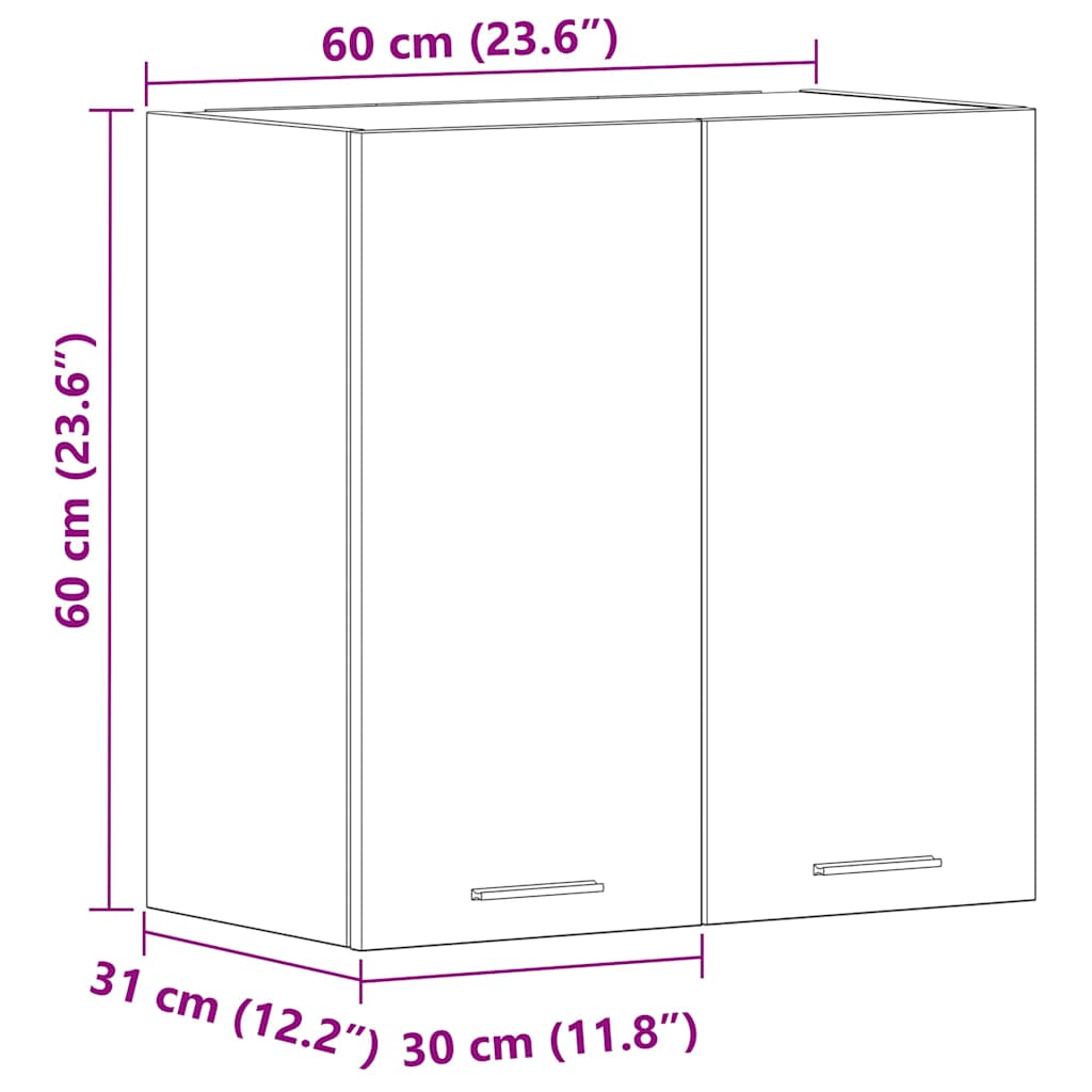Pensile Da Cucina Grigio Cemento 60X31X60 Cm Legno Multistrato
