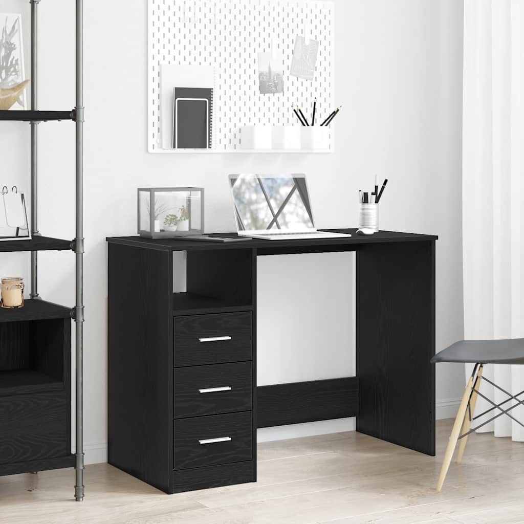 Scrivania Con Cassetti Nera 102X50X76 Cm In Legno Multistrato