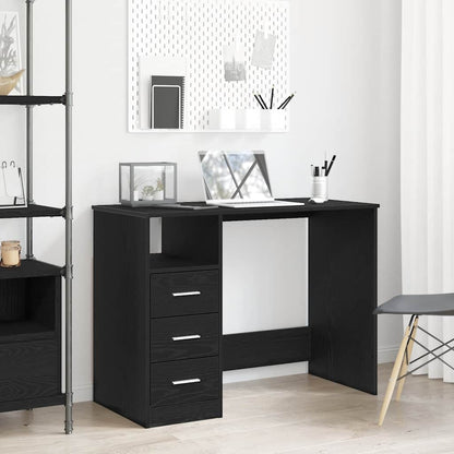 Scrivania Con Cassetti Nera 102X50X76 Cm In Legno Multistrato