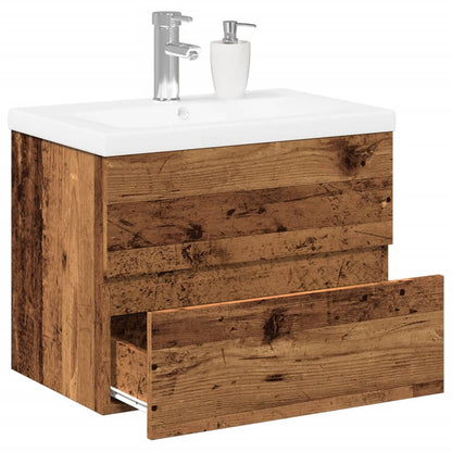 Mobile Da Bagno Con Lavabo Integrato E Rubinetto Legno Antico