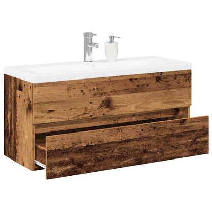 Mobile Da Bagno Con Lavabo Integrato E Rubinetto Legno Antico