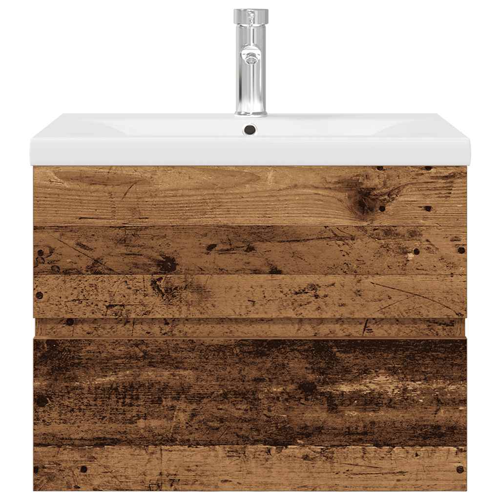 Mobile Da Bagno Con Lavabo Integrato E Rubinetto Legno Antico