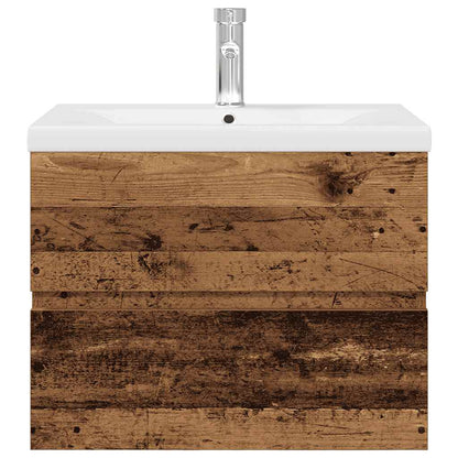 Mobile Da Bagno Con Lavabo Integrato E Rubinetto Legno Antico