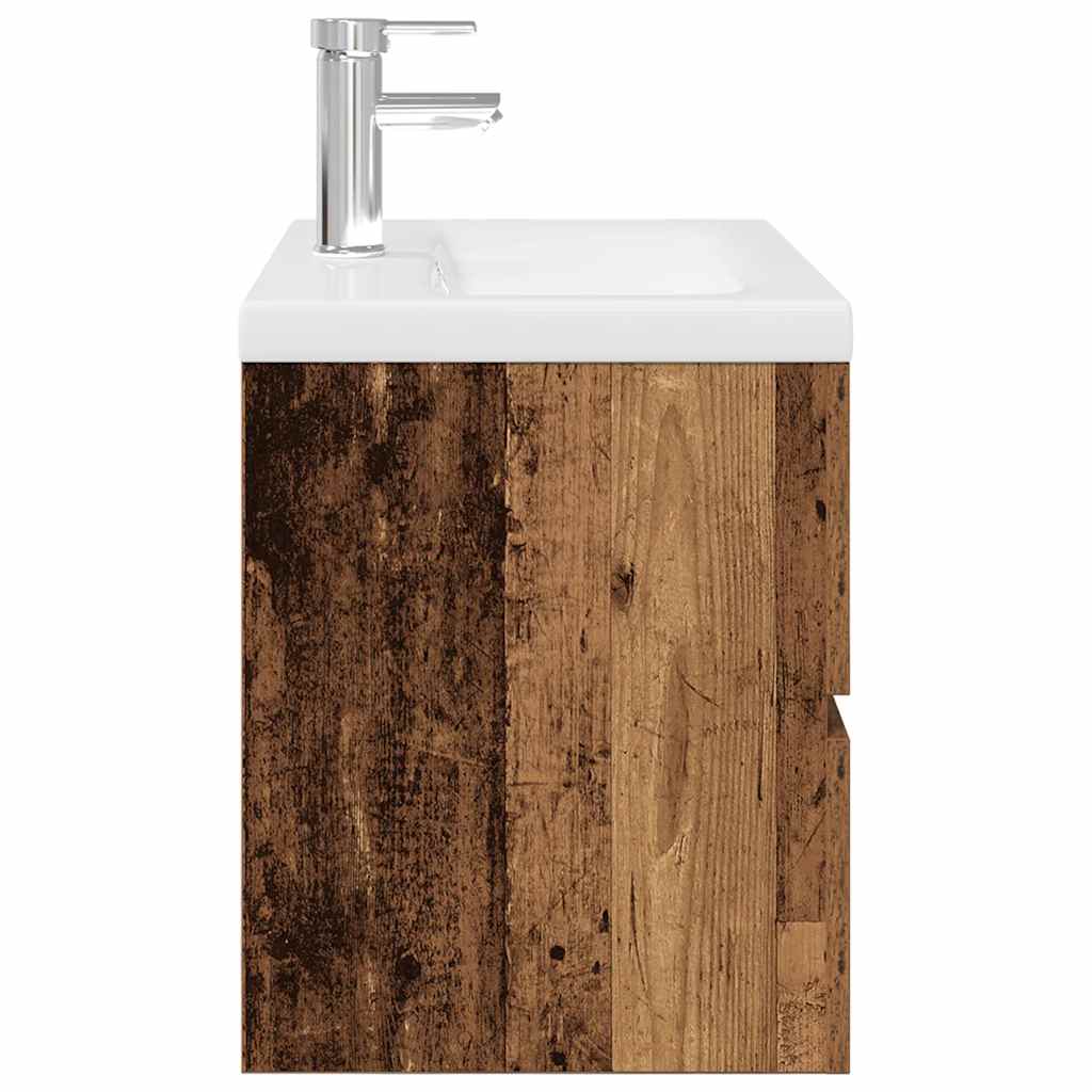 Mobile Da Bagno Con Lavabo Integrato E Rubinetto Legno Antico