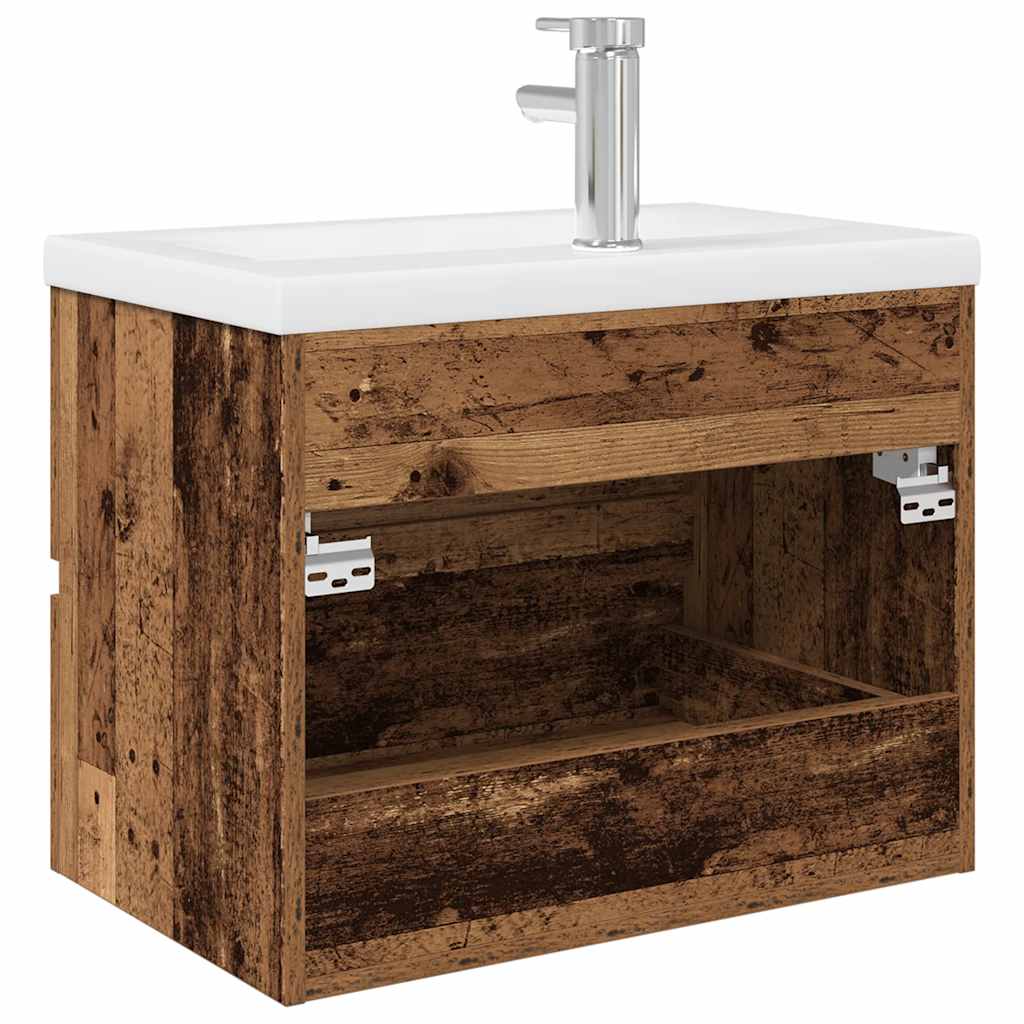 Mobile Da Bagno Con Lavabo Integrato E Rubinetto Legno Antico
