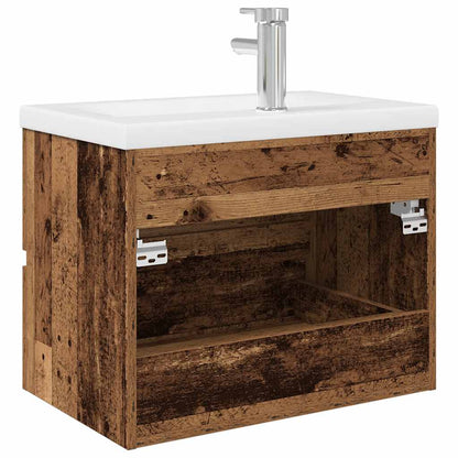 Mobile Da Bagno Con Lavabo Integrato E Rubinetto Legno Antico