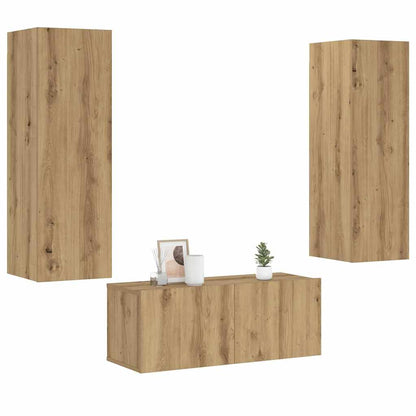 Set Mobili Porta Tv 3 Pz In Legno Multistrato