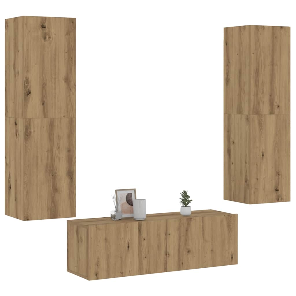 Set Mobili Porta Tv 3 Pz In Legno Multistrato