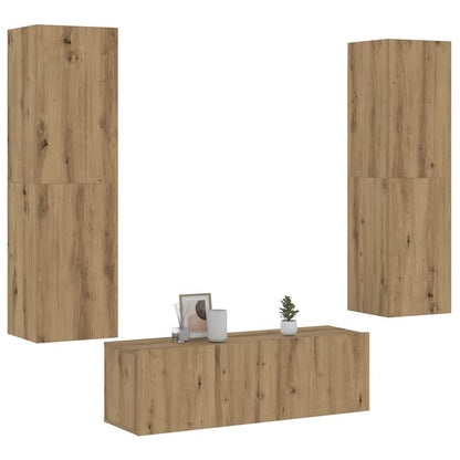 Set Mobili Porta Tv 3 Pz In Legno Multistrato
