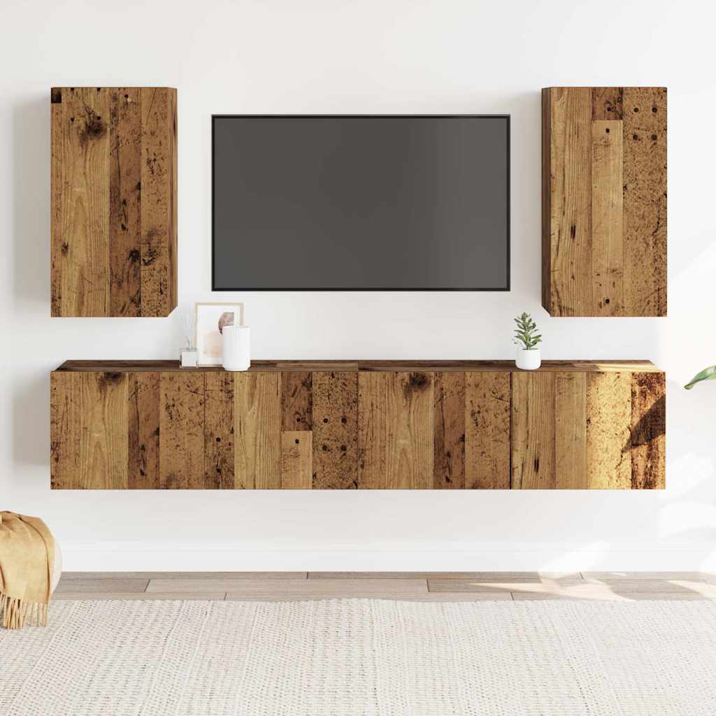 Mobili Tv A Parete 4 Pz In Legno Multistrato