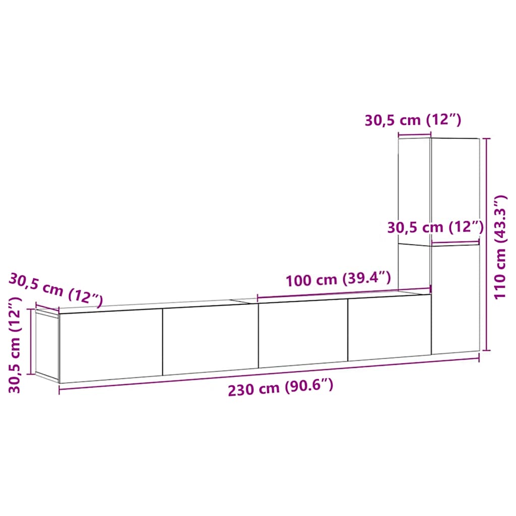 Mobili Tv A Parete 3 Pz In Legno Multistrato