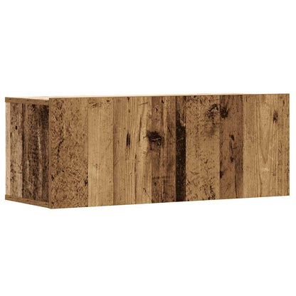 Set Mobile Tv 5 Pz Montato A Parete Legno Antico In Truciolato