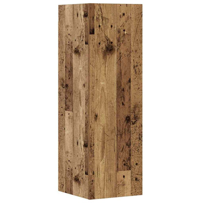Set Mobile Tv 5 Pz Montato A Parete Legno Antico In Truciolato