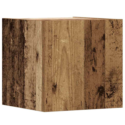 Set Mobile Tv 5 Pz Montato A Parete Legno Antico In Truciolato
