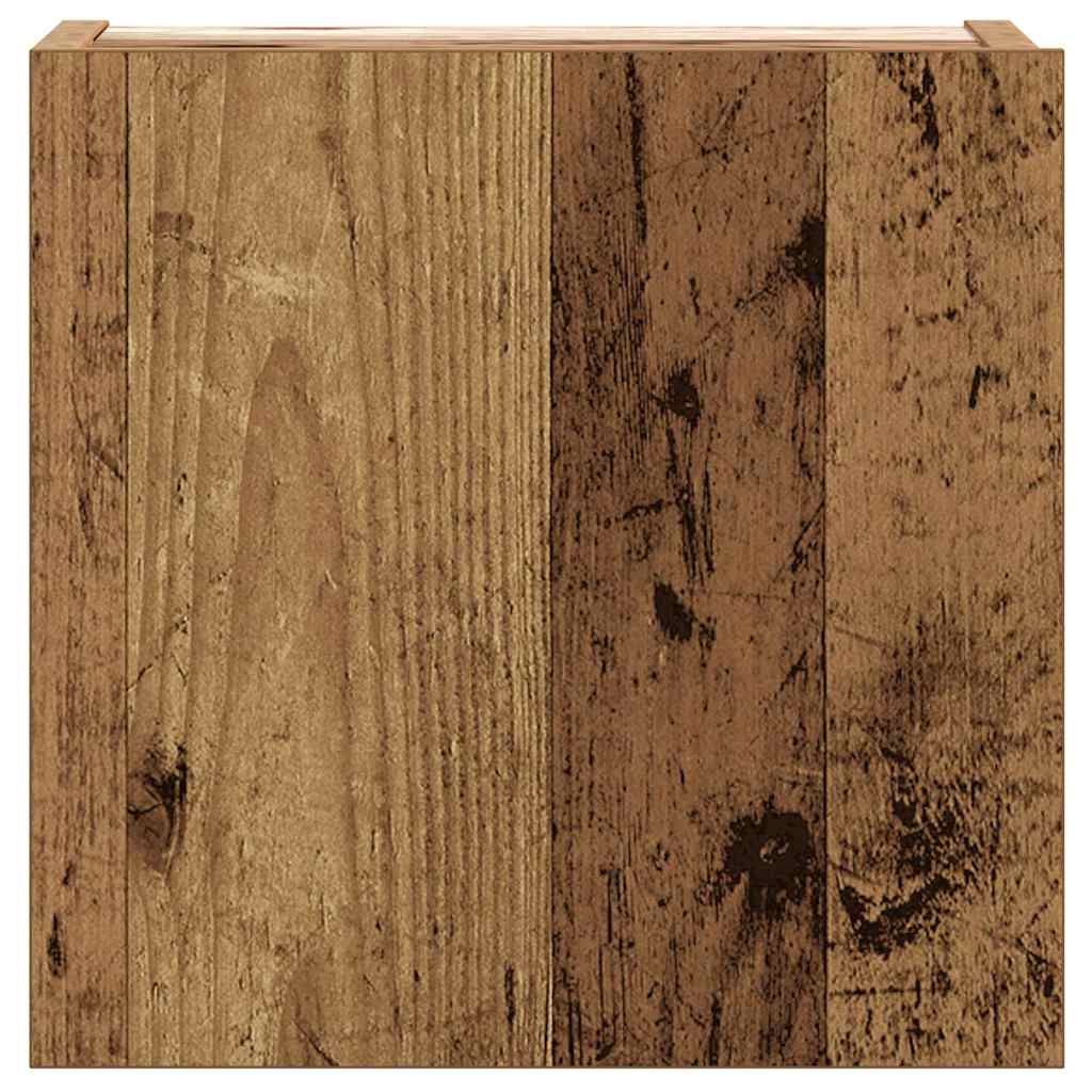 Set Mobile Tv 5 Pz Montato A Parete Legno Antico In Truciolato