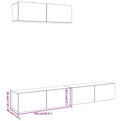 Mobili Tv A Parete 3 Pz 100X30X30 Cm In Truciolato