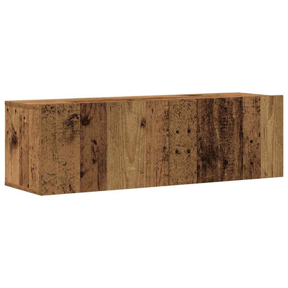 Set Mobile Tv 7 Pz Montato A Parete Legno Antico In Truciolato