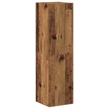 Set Mobile Tv 7 Pz Montato A Parete Legno Antico In Truciolato