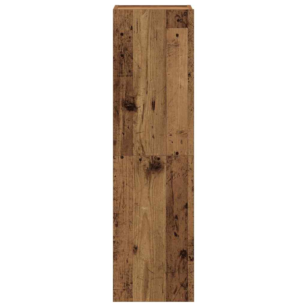 Set Mobile Tv 7 Pz Montato A Parete Legno Antico In Truciolato