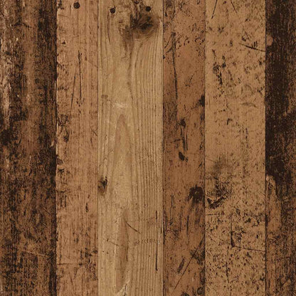 Set Mobile Tv 7 Pz Montato A Parete Legno Antico In Truciolato