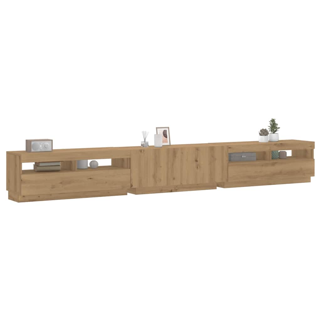 Set Mobili Tv 3Pz Con Luci Led In Legno Multistrato