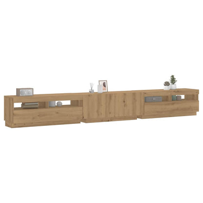 Set Mobili Tv 3Pz Con Luci Led In Legno Multistrato