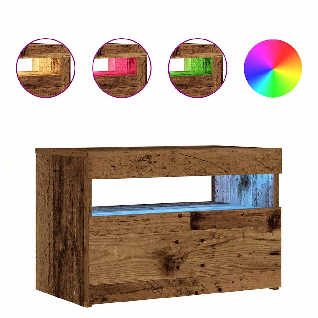 Comodino Con Led 60X35X40 Cm In Legno Multistrato