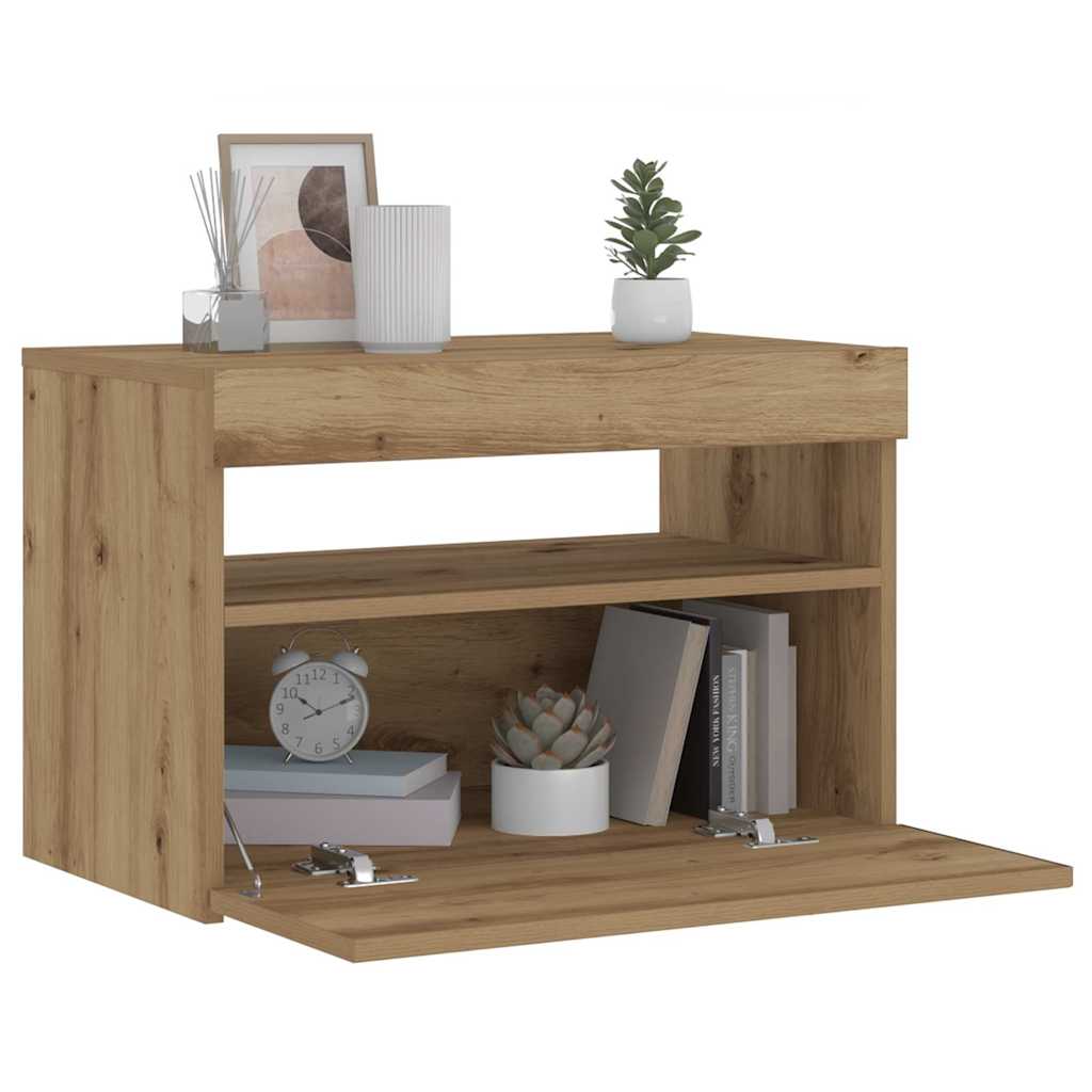 Comodino Con Led 60X35X40 Cm In Legno Multistrato