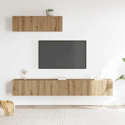 Set Mobile Tv 3 Pz Montato A Parete Rovere In Truciolato