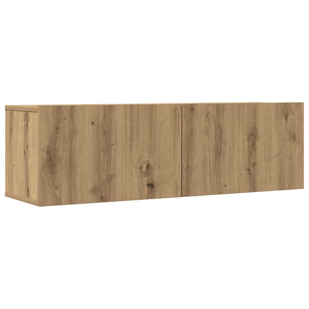 Set Mobile Tv 3 Pz Montato A Parete Rovere In Truciolato