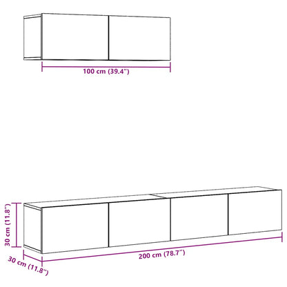 Set Mobile Tv 3 Pz Montato A Parete Rovere In Truciolato