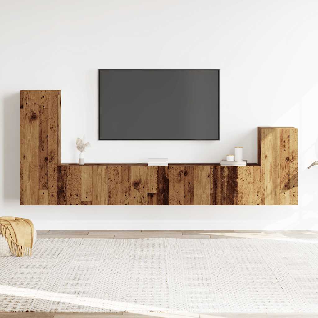 Set Mobile Tv 4 Pz Montato A Parete In Truciolato