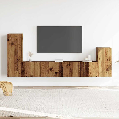 Set Mobile Tv 4 Pz Montato A Parete In Truciolato