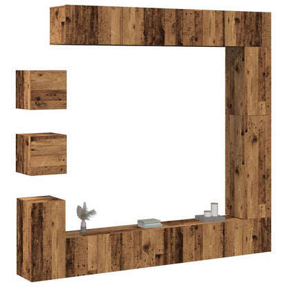 Set Mobile Tv 9 Pz Montato A Parete Rovere In Legno Multistrato