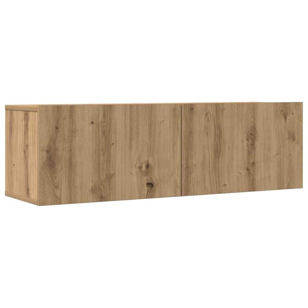 Set Mobile Tv 9 Pz Montato A Parete Rovere In Legno Multistrato