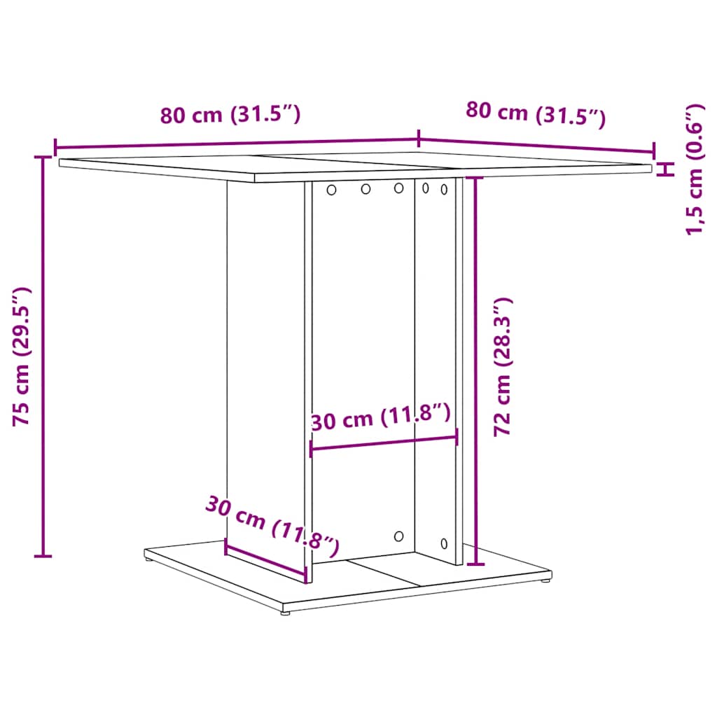 Tavolo Da Pranzo 80X80X75 Cm Legno Multistrato