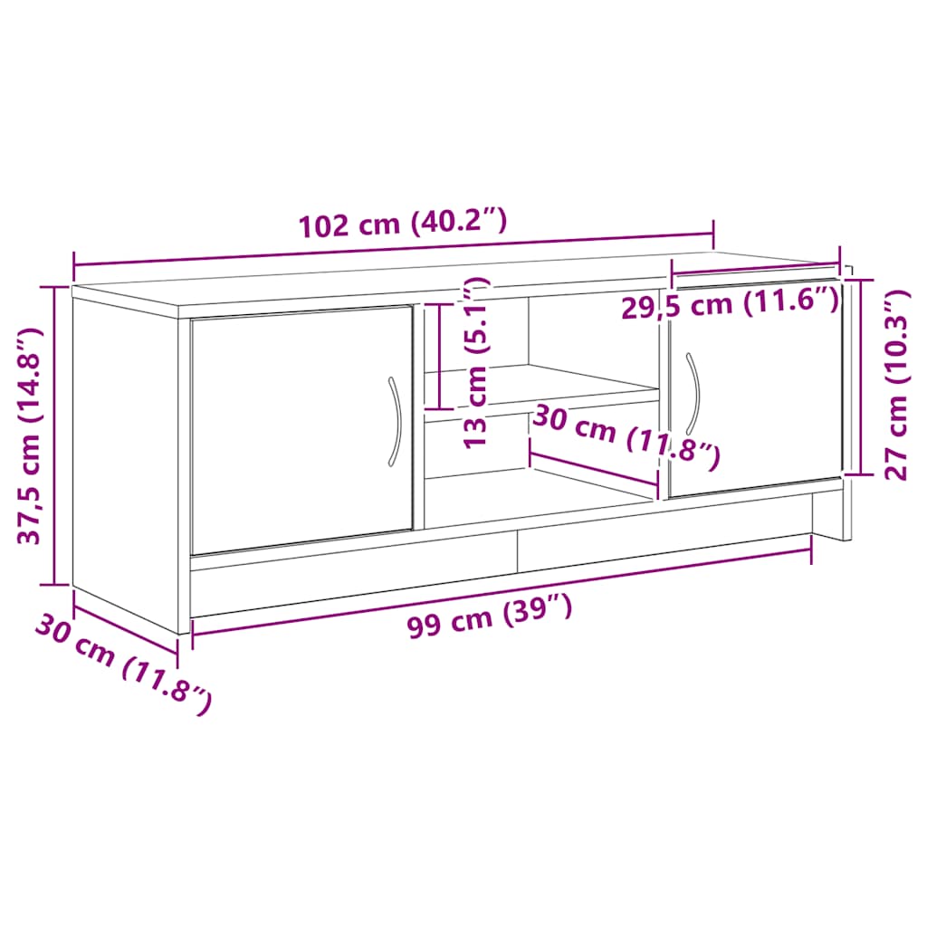 Mobile Porta Tv 102X30X37,5 Cm Legno Multistrato