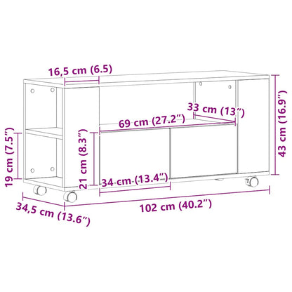 Mobile Porta Tv Con Ruote 102X34,5X43 Cm Truciolato