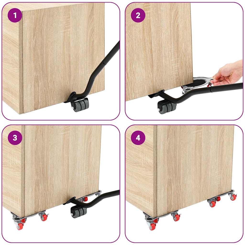 Rulli Mobili 4 Pz Con Sollevatore 14,5X13,5X4 Cm Acciaio 400 Kg Antracite