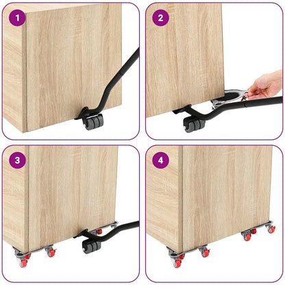 Rulli Mobili 4 Pz Con Sollevatore 14,5X13,5X4 Cm Acciaio 400 Kg Antracite