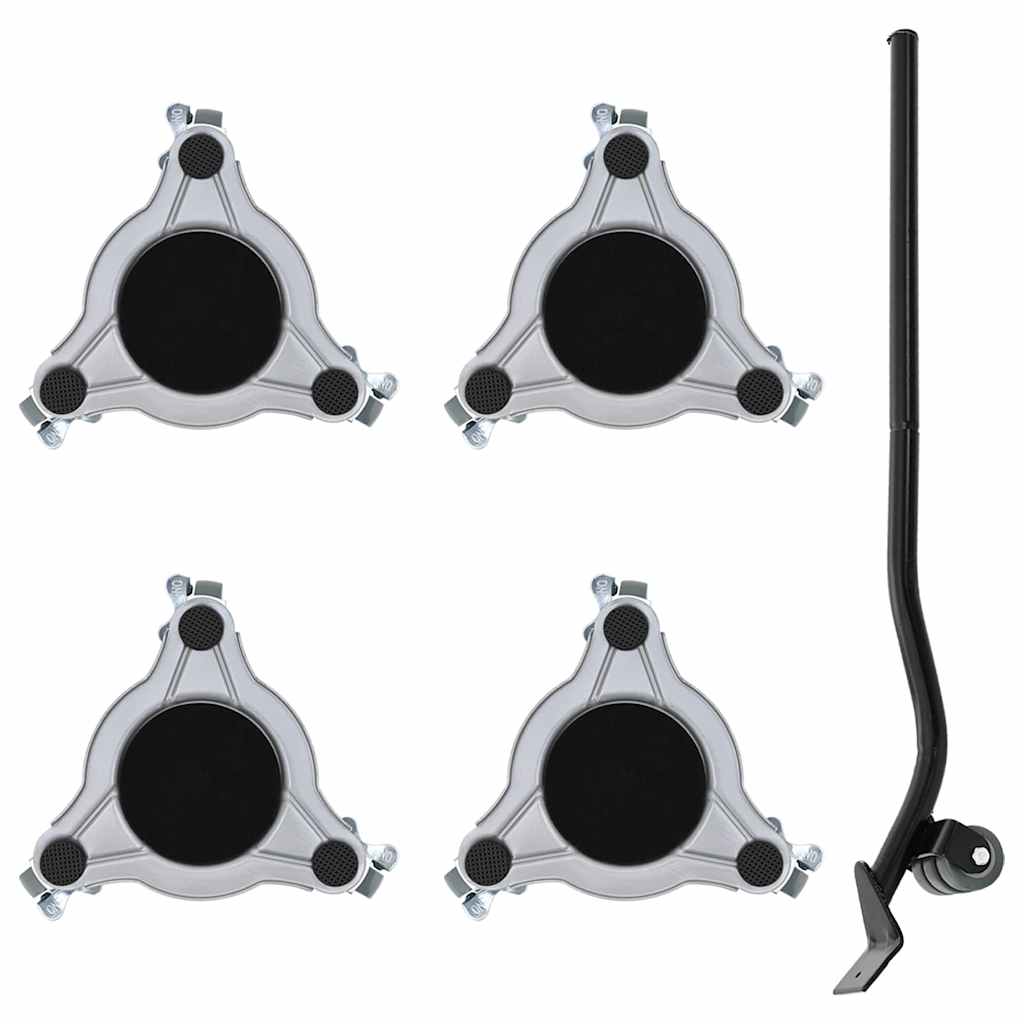 Rulli Mobili 4 Pz Con Sollevatore 19X17,5X6 Cm Acciaio 1000 Kg Antracite