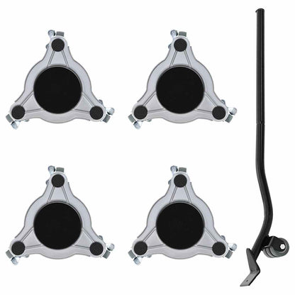 Rulli Mobili 4 Pz Con Sollevatore 19X17,5X6 Cm Acciaio 1000 Kg Antracite