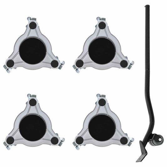 Rulli Mobili 4 Pz Con Sollevatore 19X17,5X6 Cm Acciaio 1000 Kg Antracite