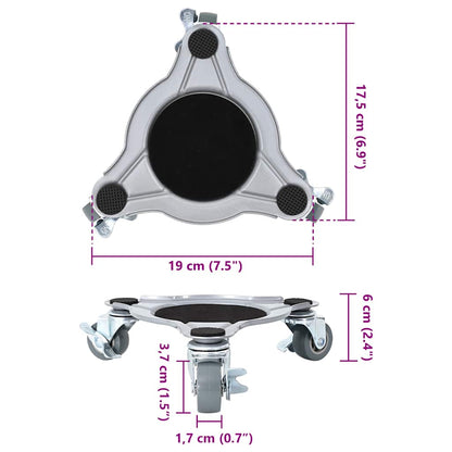Rulli Mobili 4 Pz Con Sollevatore 19X17,5X6 Cm Acciaio 1000 Kg Antracite